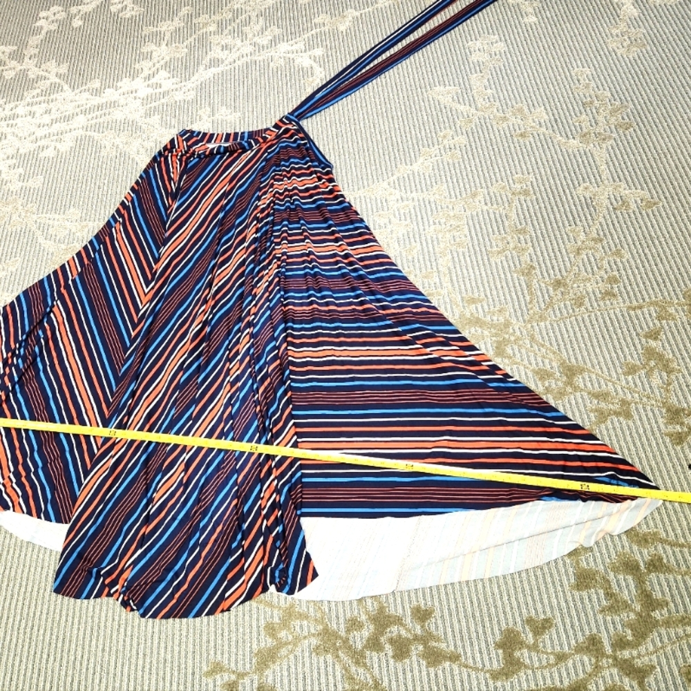 Striped Maxi Skirt With Ties. Custom Cut & Sewn. Mannequin Worn Only. - Picture 11 of 16
